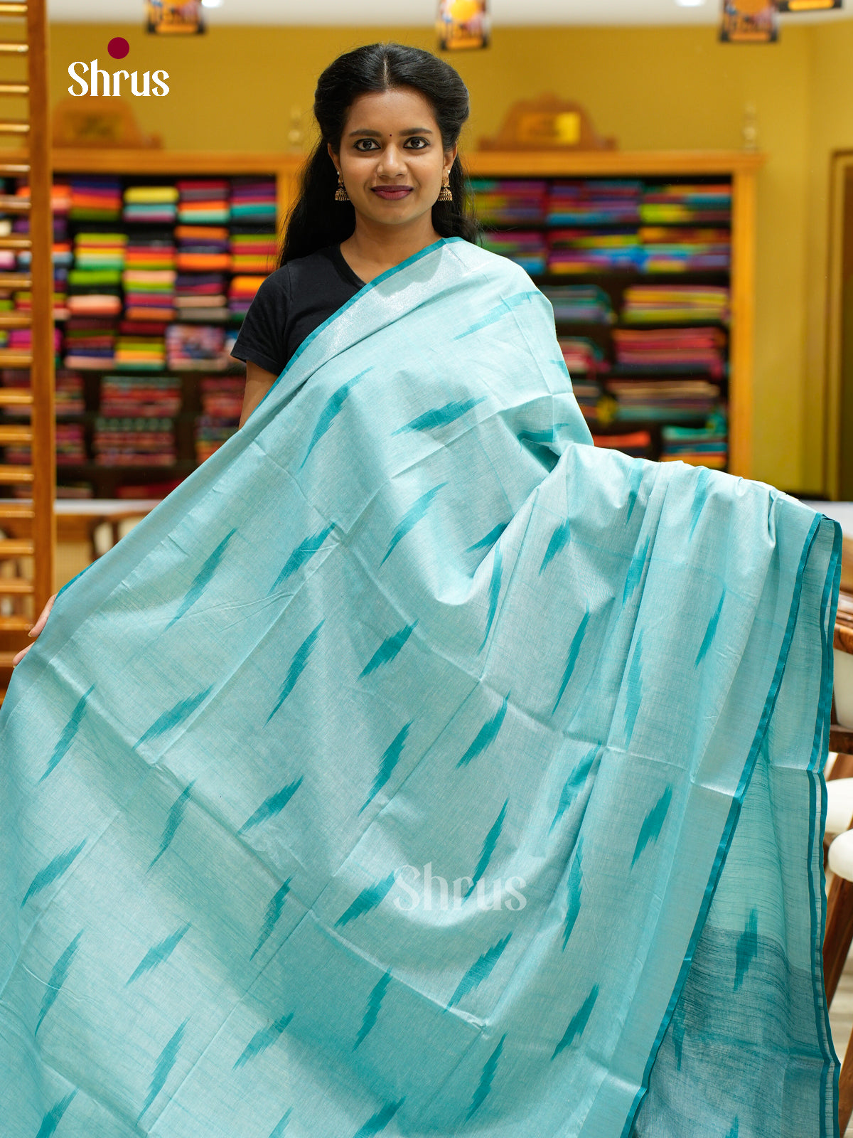 Semi Ikkat Saree - EFS03071 - Shop on Shrus.com