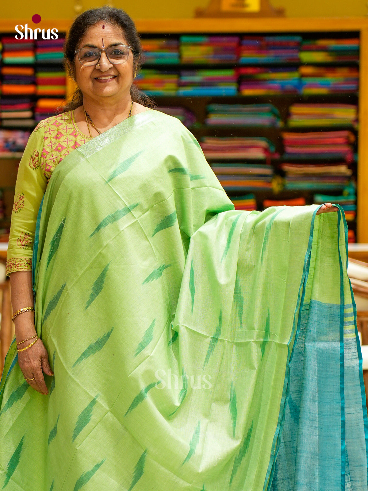 Semi Ikkat Saree - EFS03073 - Shop on Shrus.com