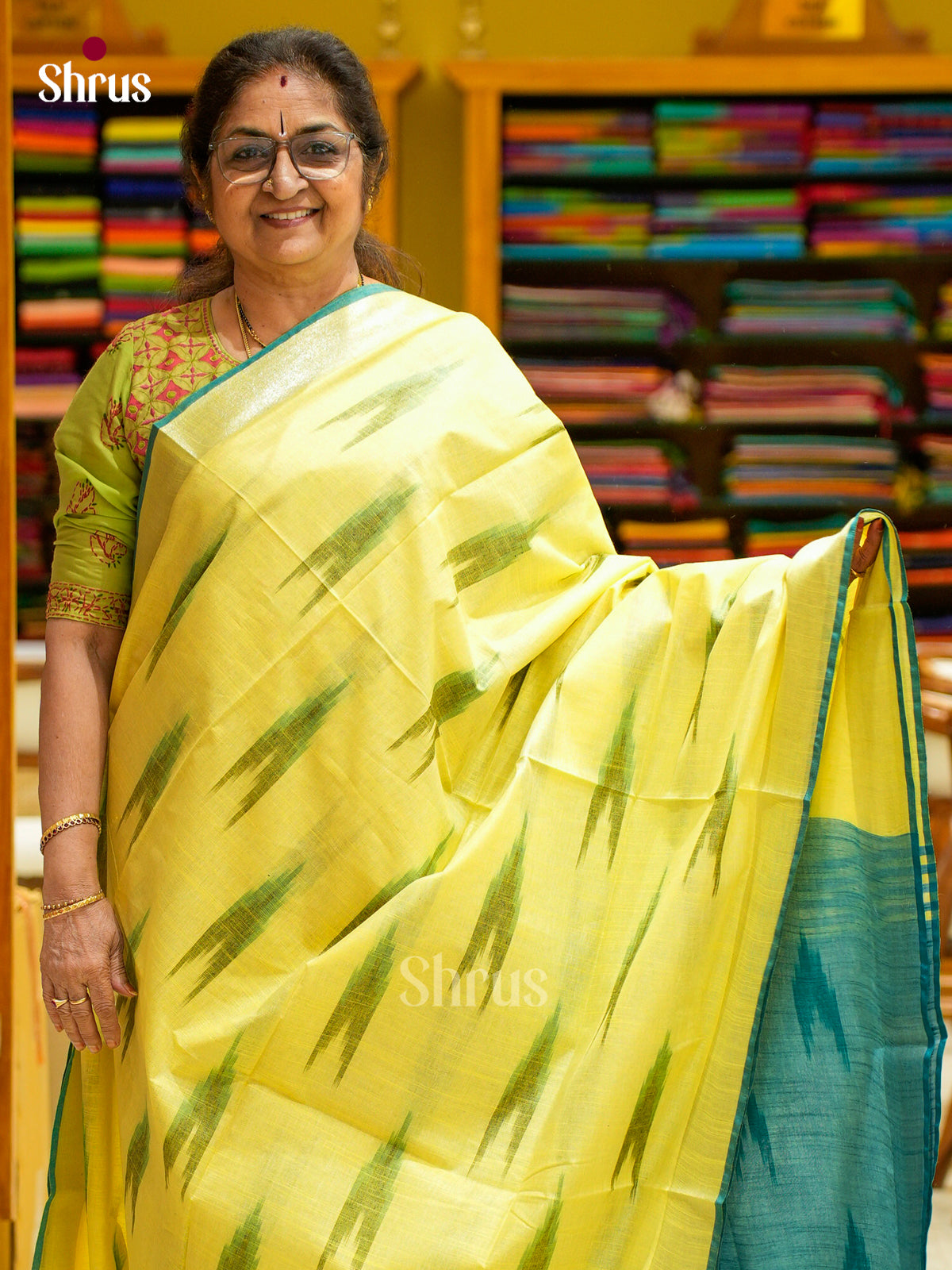 Semi Ikkat Saree - EFS03076 - Shop on Shrus.com
