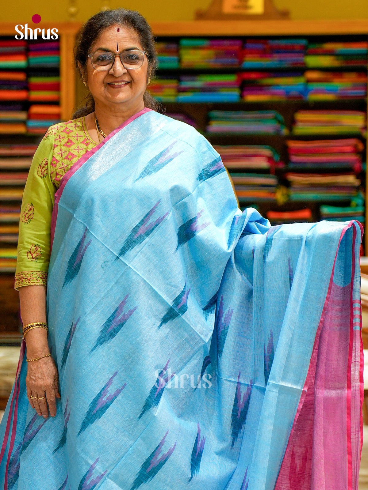 Semi Ikkat Saree - EFS03078 - Shop on Shrus.com