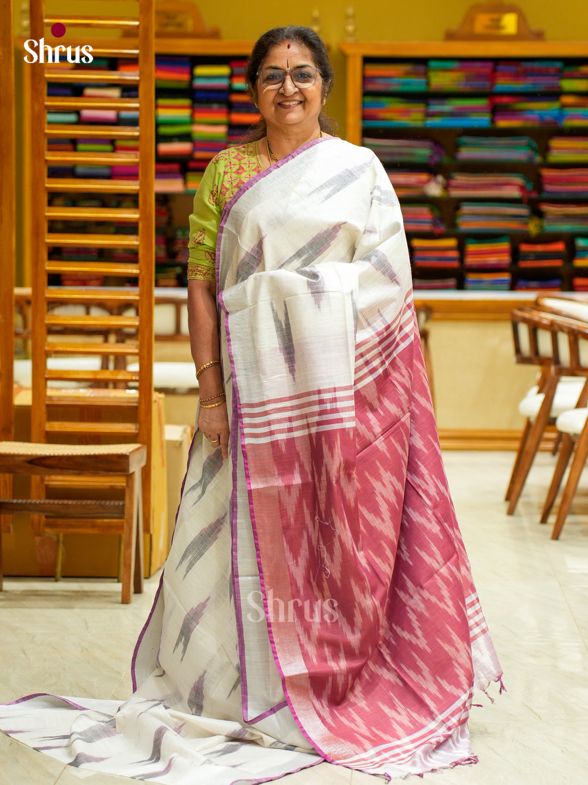 Semi Ikkat Saree - EFS03079 - Shop on Shrus.com
