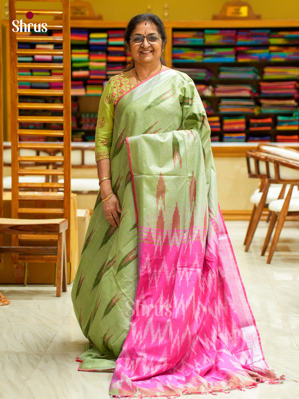 Semi Ikkat Saree - EFS03081 - Shop on Shrus.com