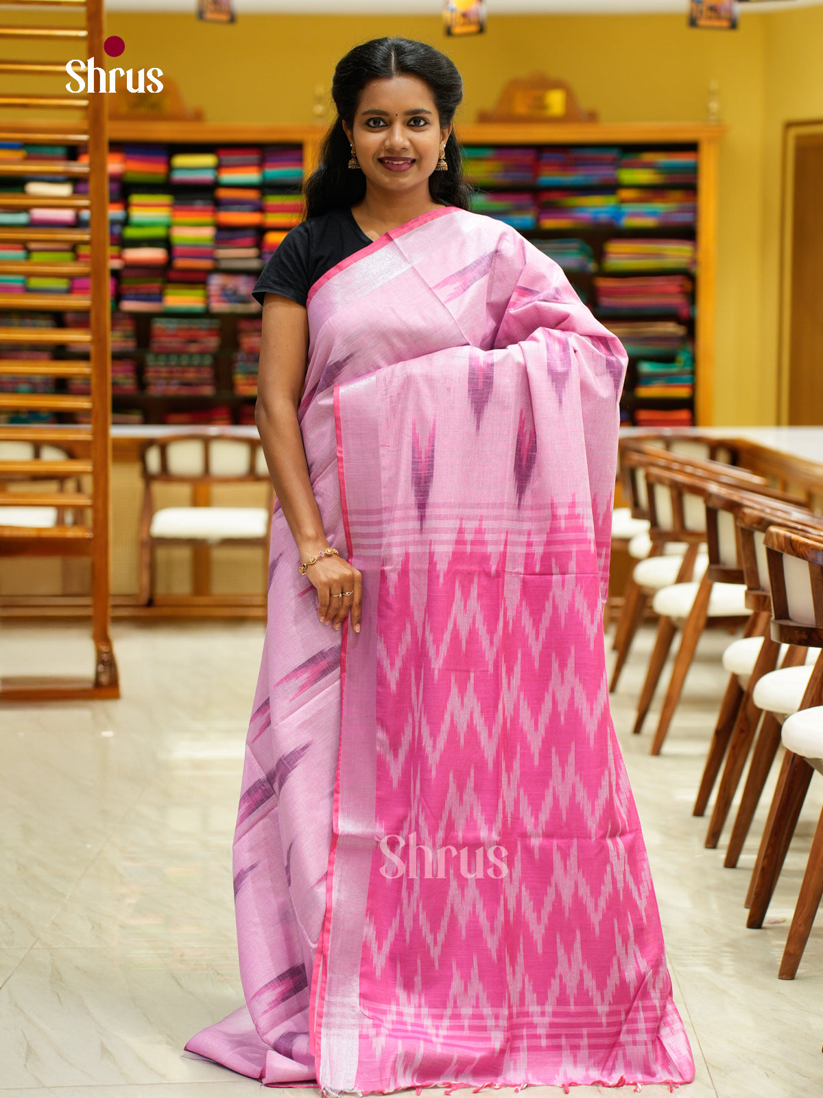 Semi Ikkat Saree - EFS03083 - Shop on Shrus.com