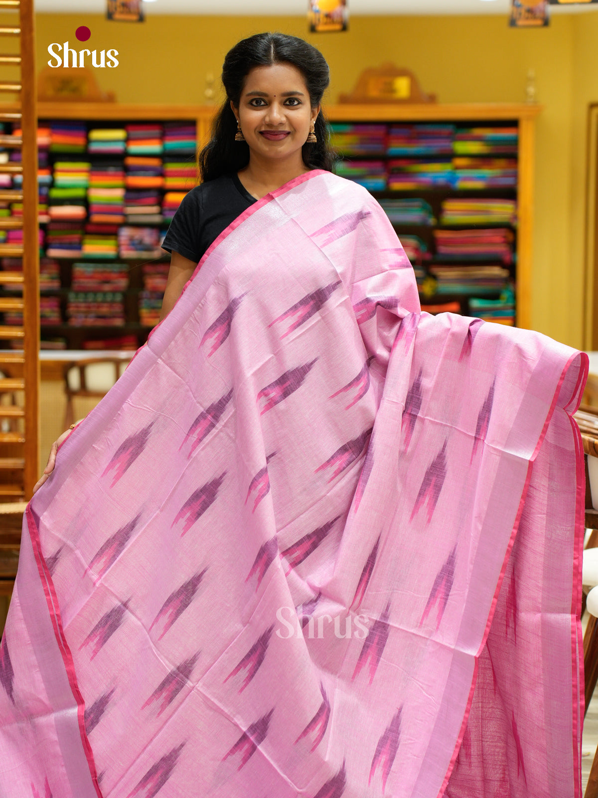 Semi Ikkat Saree - EFS03083 - Shop on Shrus.com