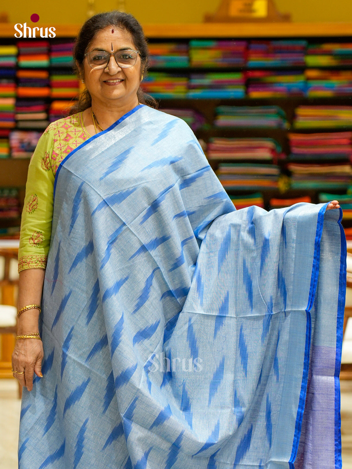 Semi Ikkat Saree - EFS03087 - Shop on Shrus.com