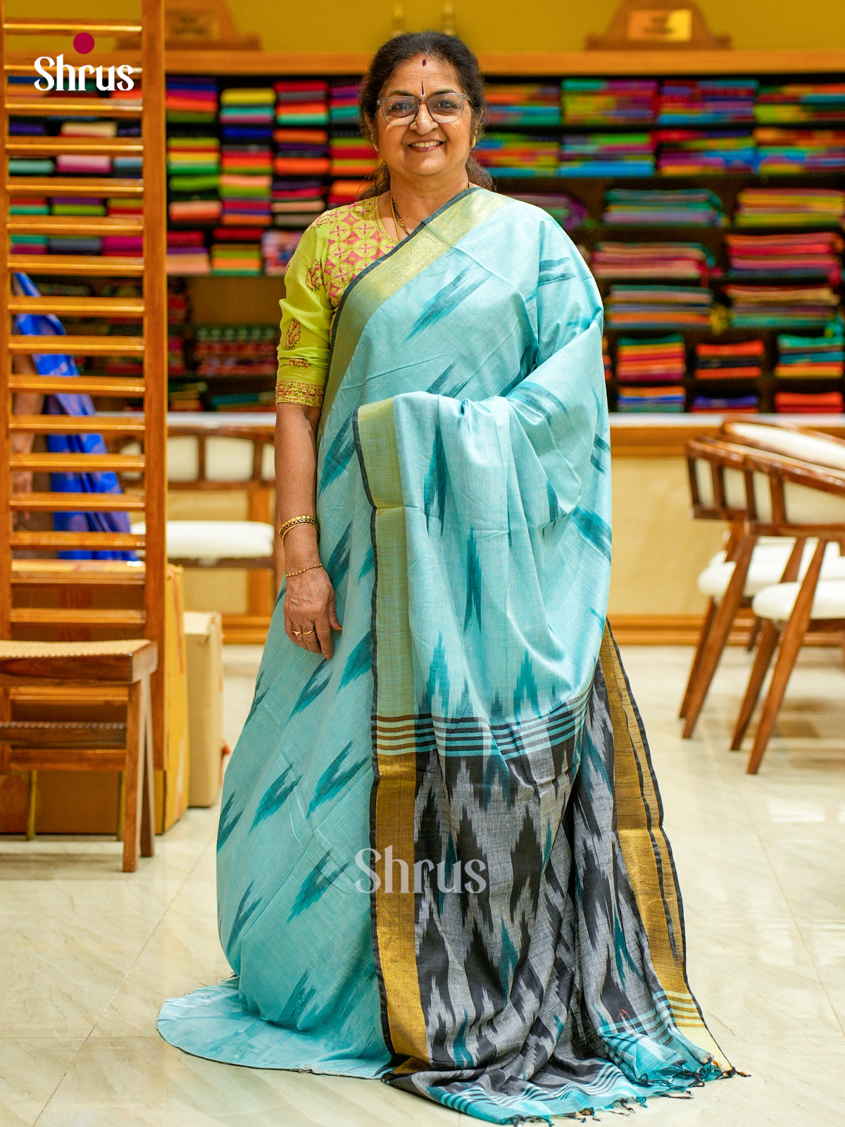 Semi Ikkat Saree - EFS03100 - Shop on Shrus.com