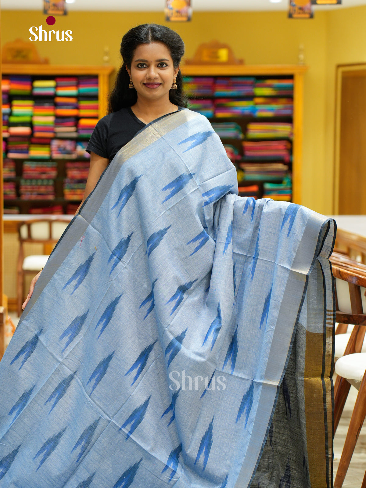 Semi Ikkat Saree - EFS03101 - Shop on Shrus.com