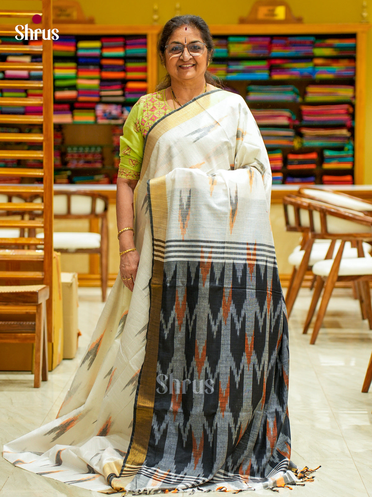 Semi Ikkat Saree - EFS03103 - Shop on Shrus.com