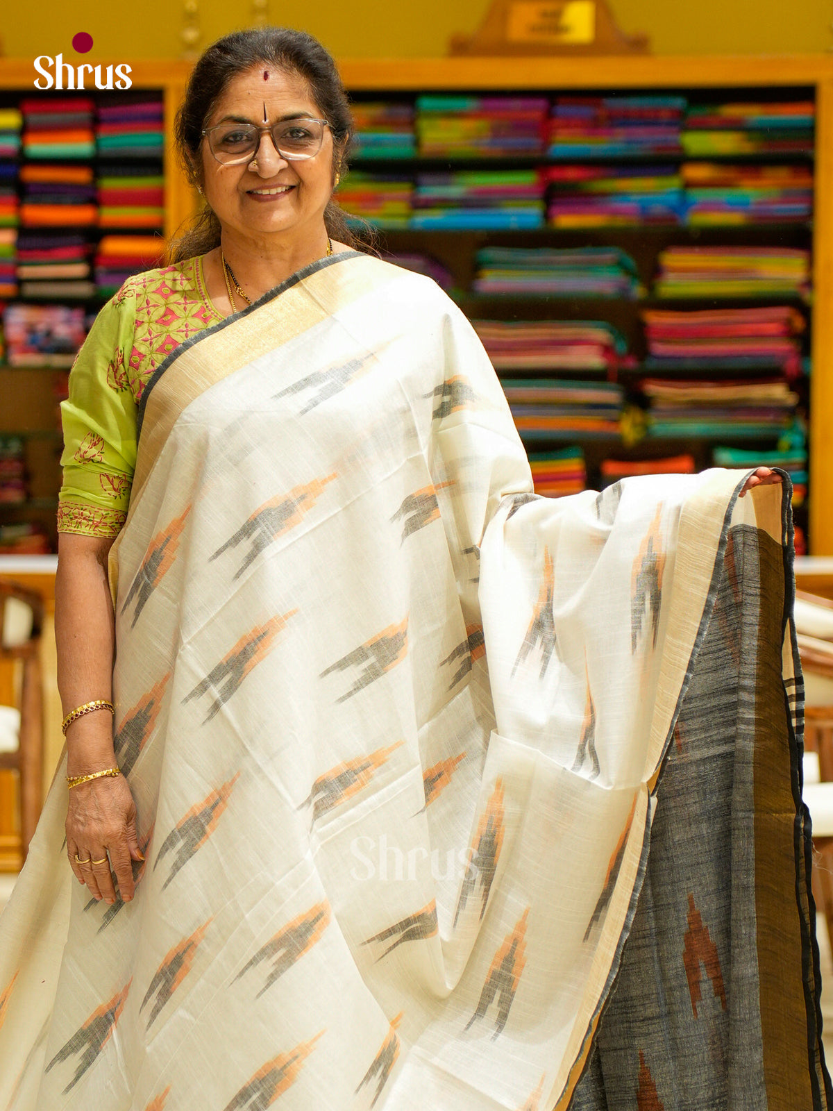 Semi Ikkat Saree - EFS03103 - Shop on Shrus.com