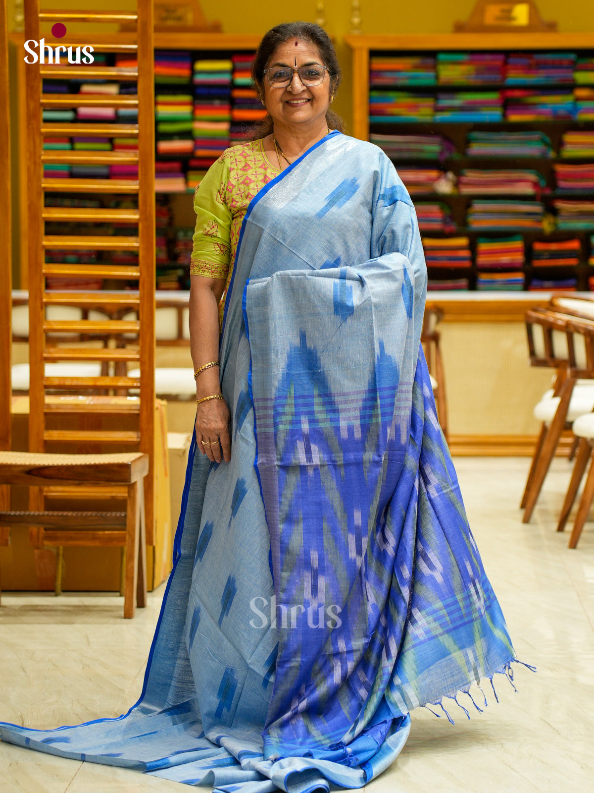 Semi Ikkat Saree - EFS03105 - Shop on Shrus.com