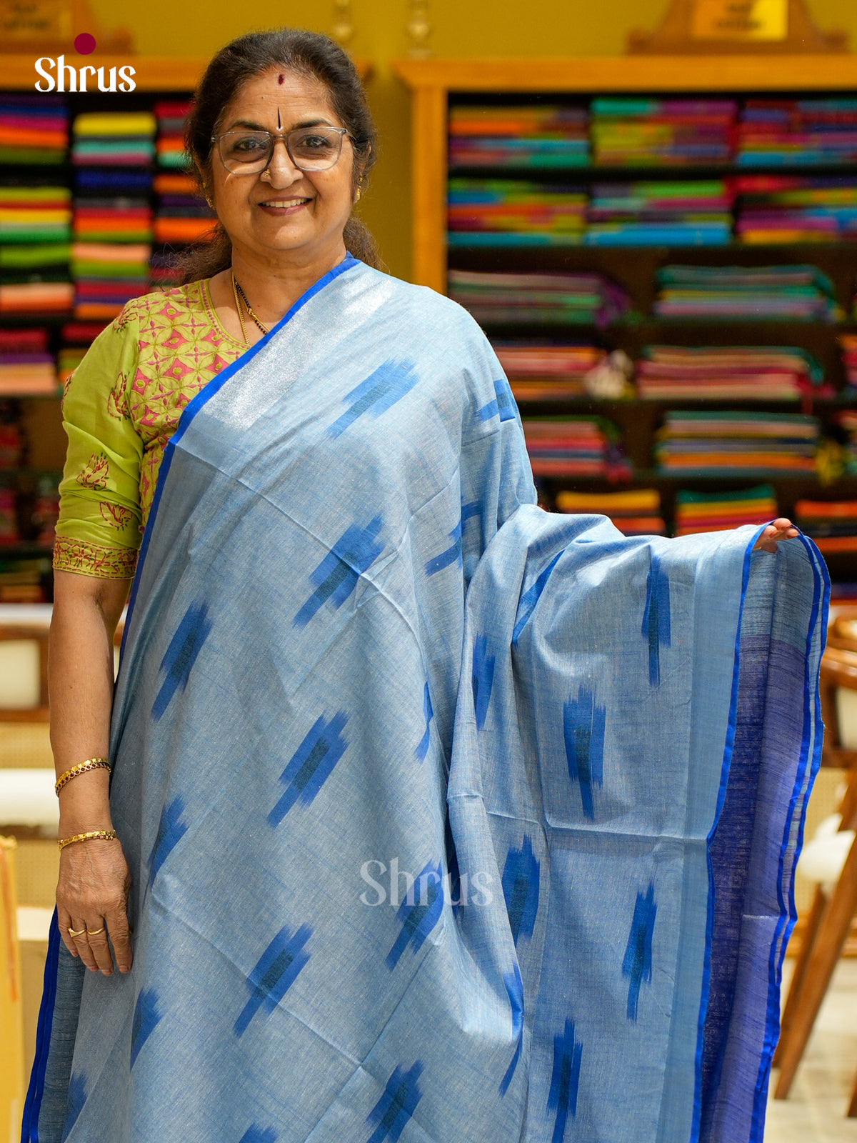 Semi Ikkat Saree - EFS03105 - Shop on Shrus.com