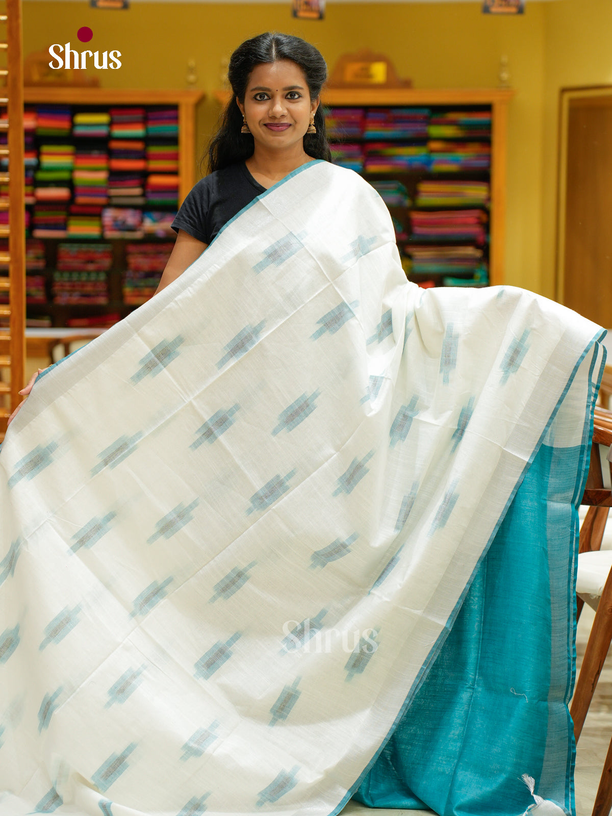 Semi Ikkat Saree - EFS03106 - Shop on Shrus.com