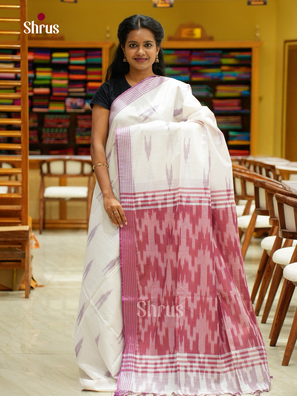 Semi Ikkat Saree - EFS03107 - Shop on Shrus.com