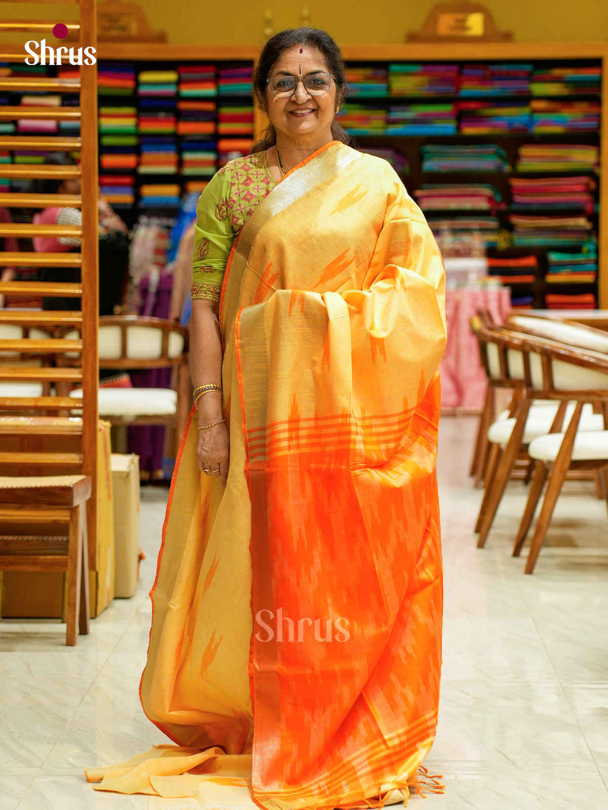 Semi Ikkat Saree - EFS03109 - Shop on Shrus.com
