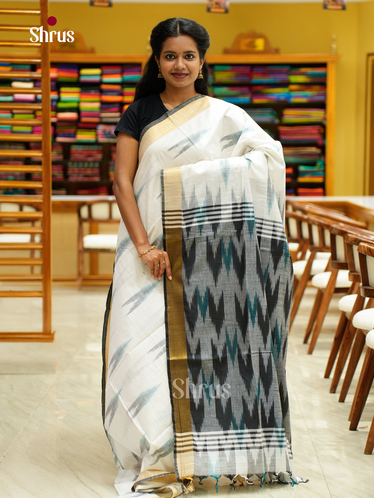 Semi Ikkat Saree - EFS03114 - Shop on Shrus.com