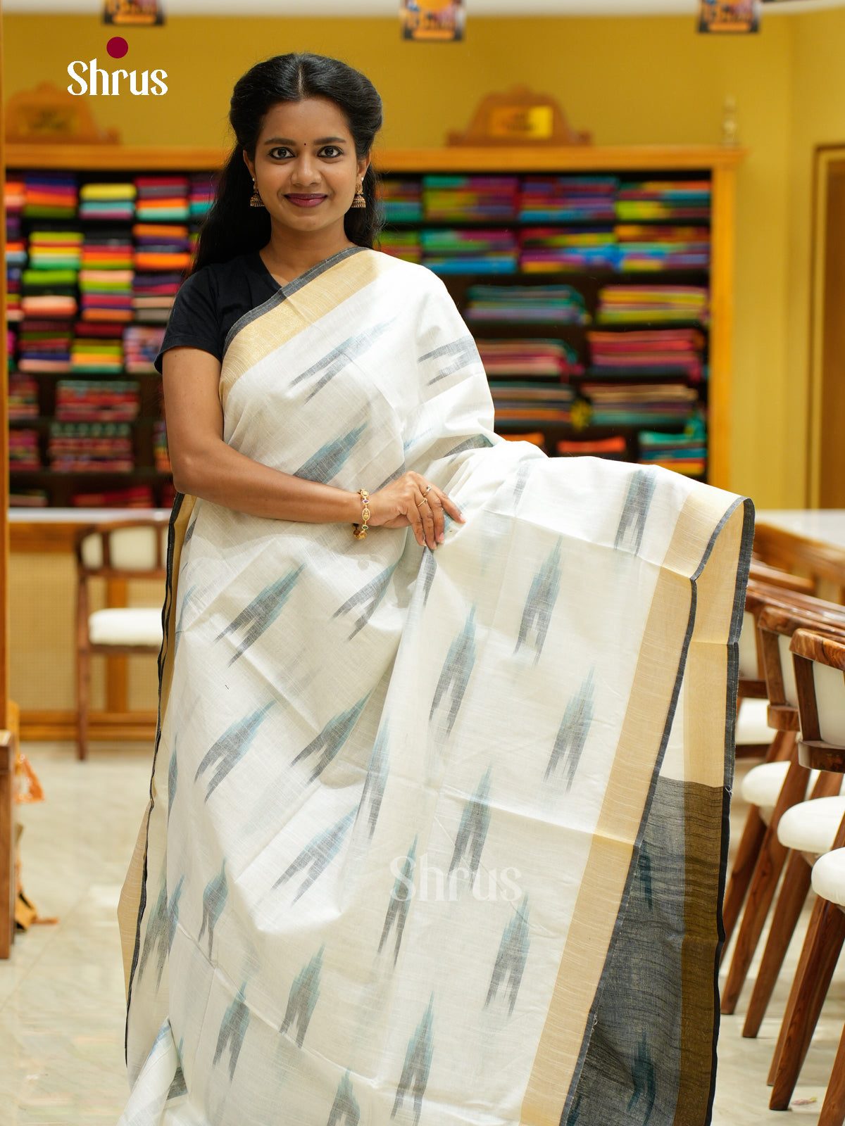 Semi Ikkat Saree - EFS03114 - Shop on Shrus.com