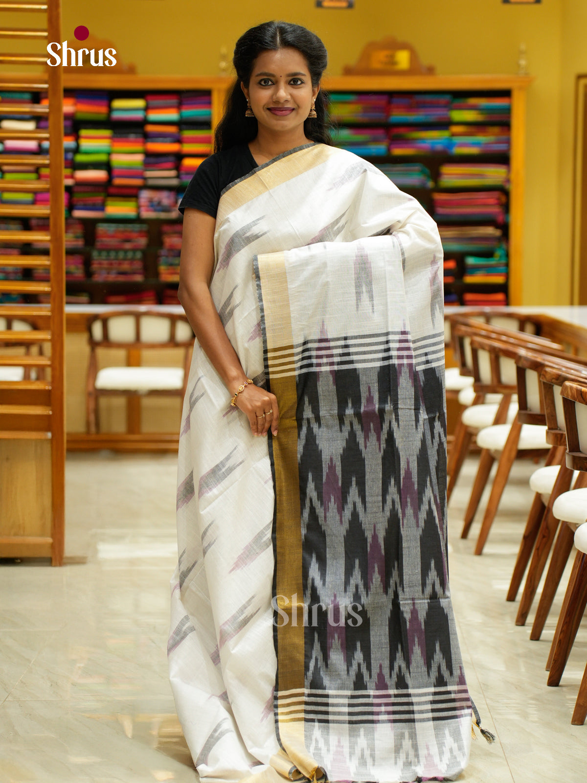 Semi Ikkat Saree - EFS03115 - Shop on Shrus.com
