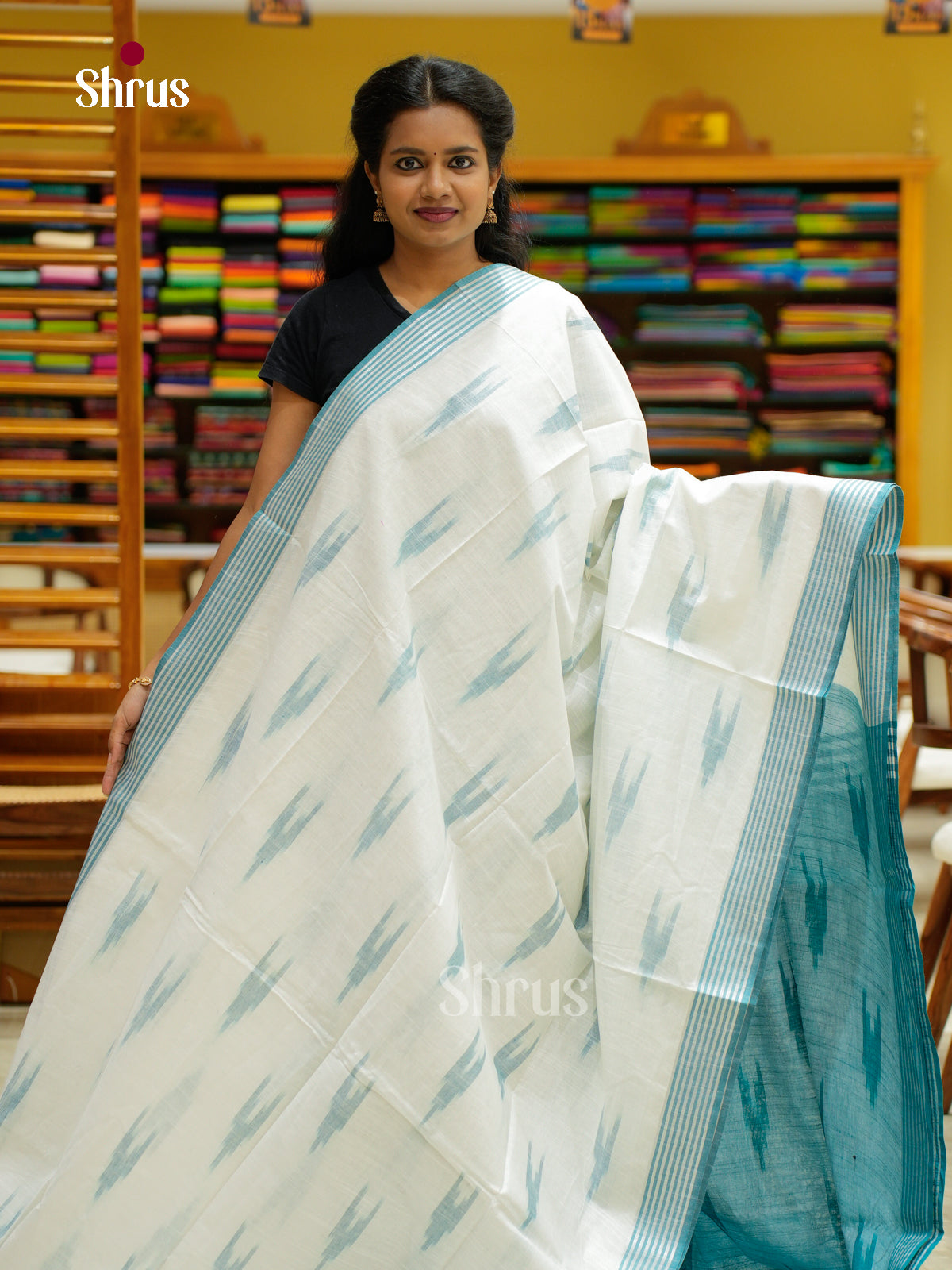 Semi Ikkat Saree - EFS03119 - Shop on Shrus.com