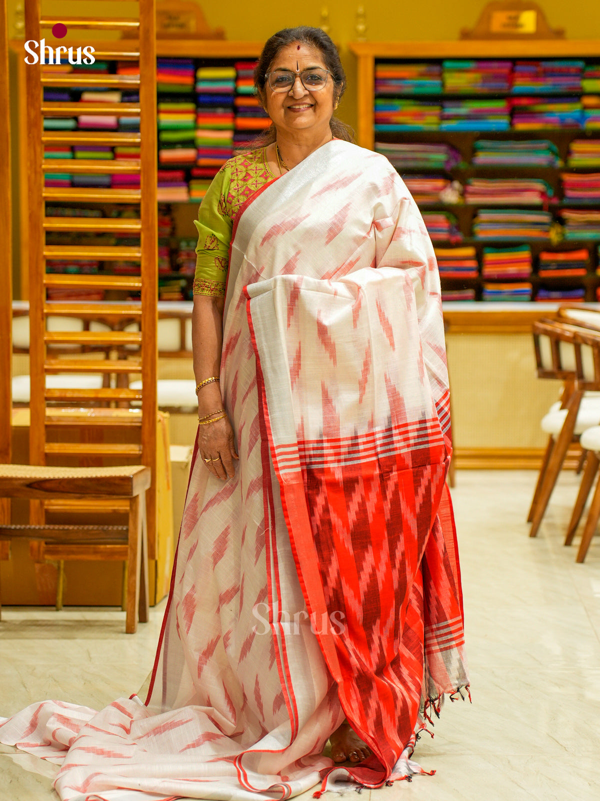 Semi Ikkat Saree - EFS03120 - Shop on Shrus.com