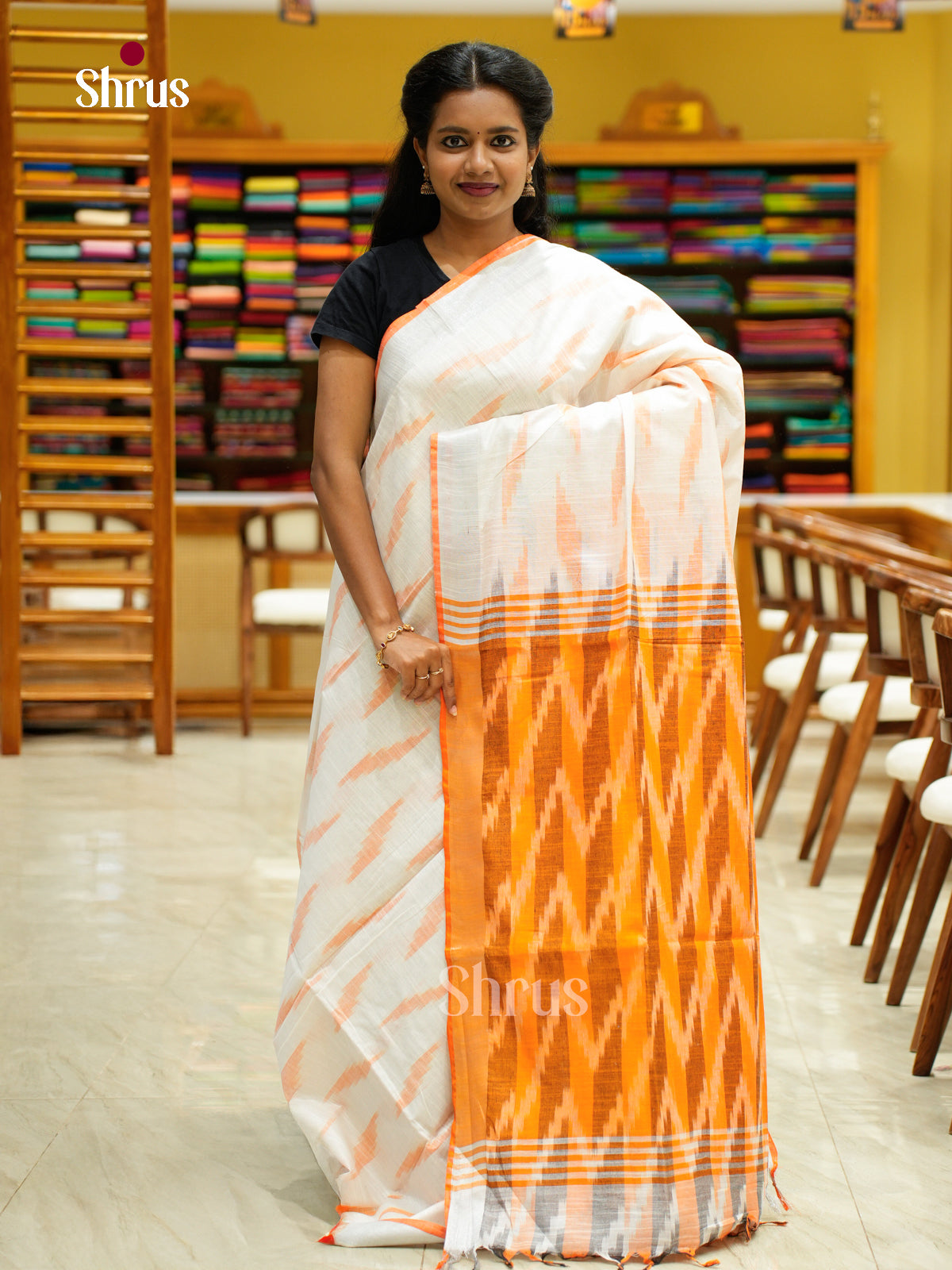 Semi Ikkat Saree - EFS03121 - Shop on Shrus.com