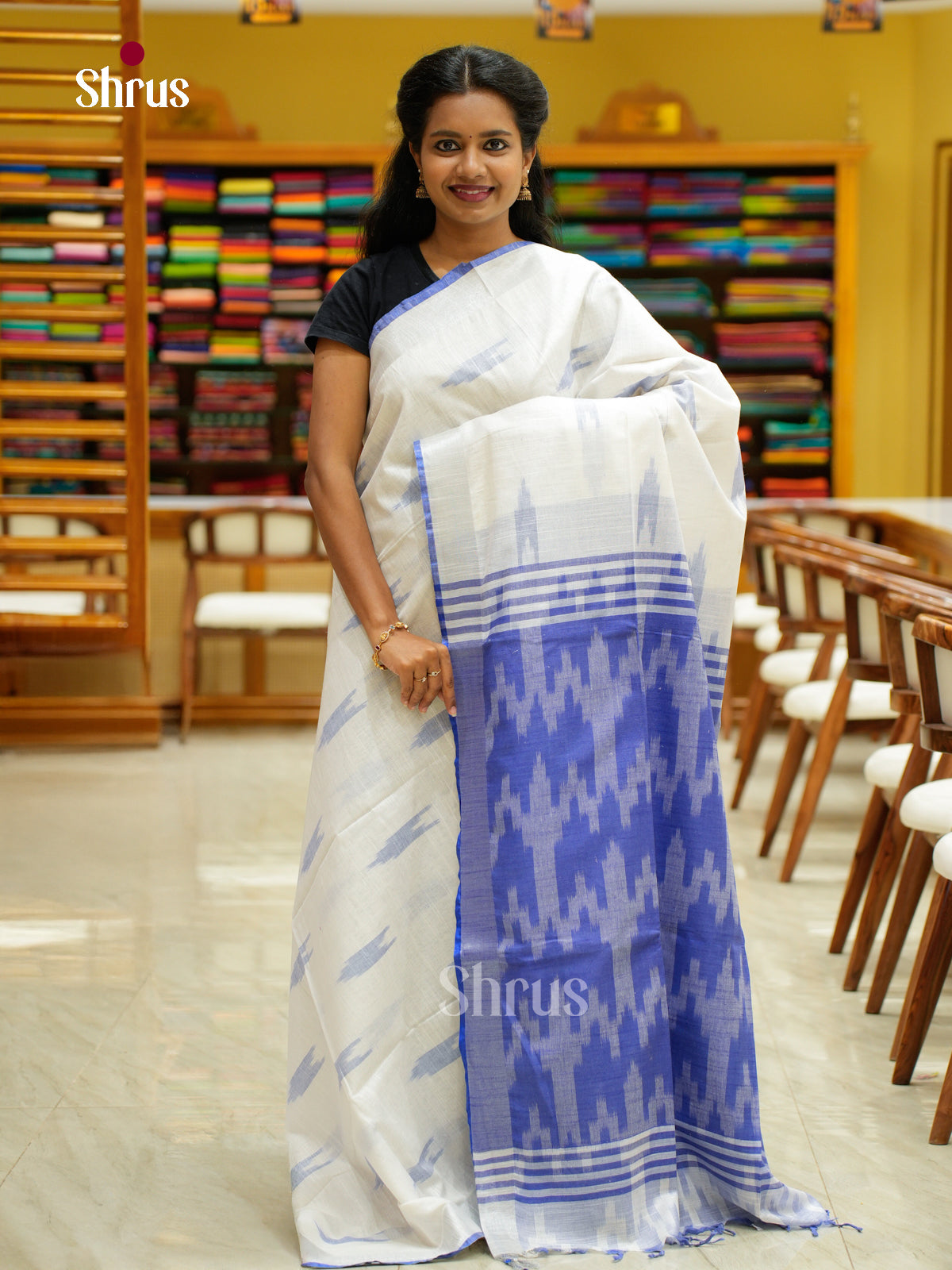 Semi Ikkat Saree - EFS03125 - Shop on Shrus.com