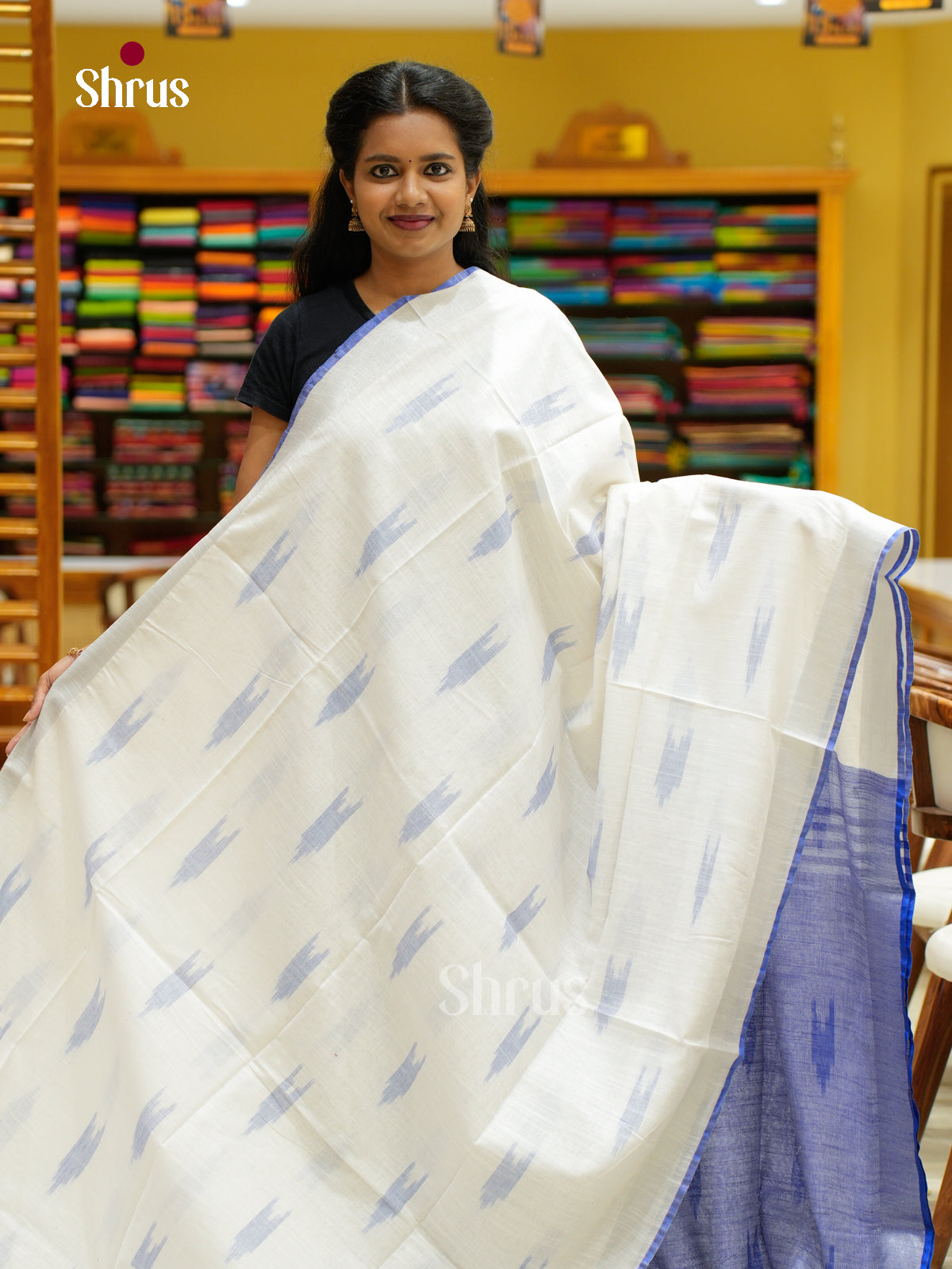 Semi Ikkat Saree - EFS03125 - Shop on Shrus.com