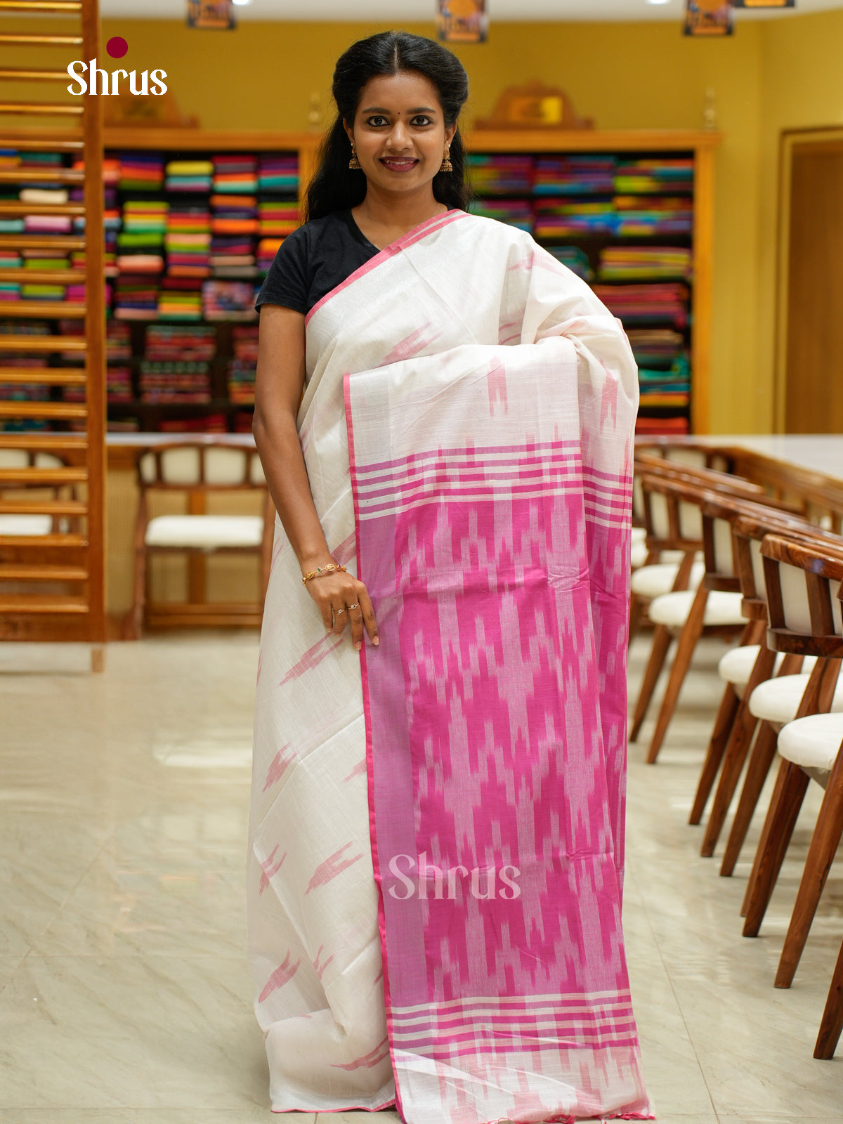 Semi Ikkat Saree - EFS03126 - Shop on Shrus.com