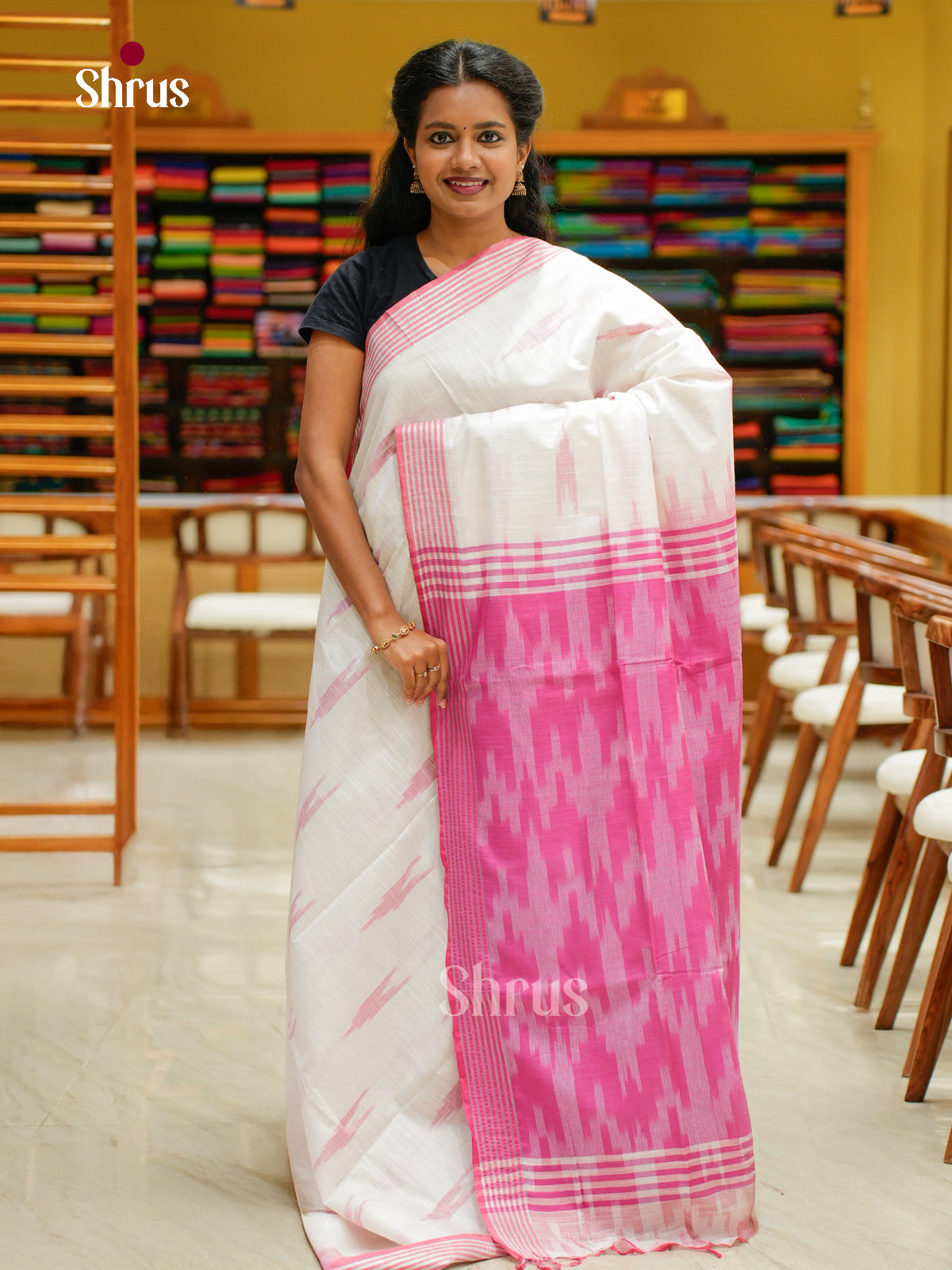 Semi Ikkat Saree - EFS03130 - Shop on Shrus.com