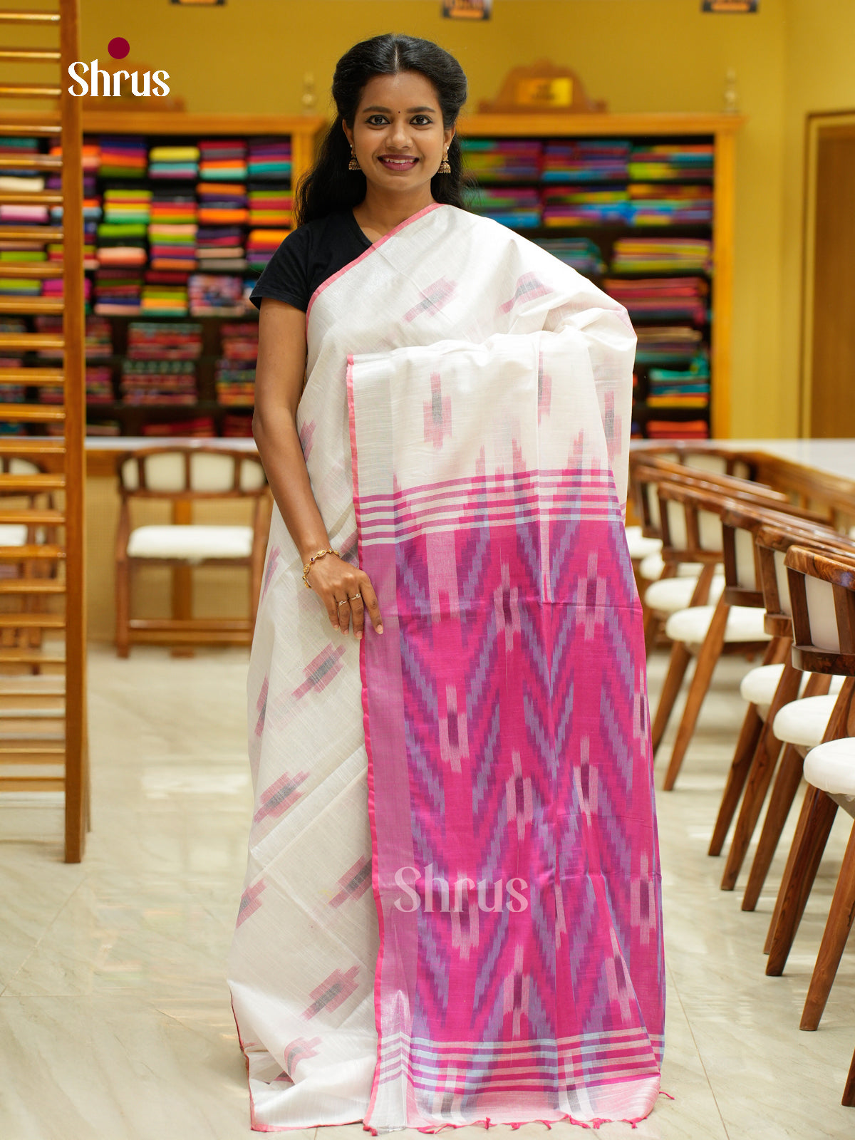 Semi Ikkat Saree - EFS03132 - Shop on Shrus.com