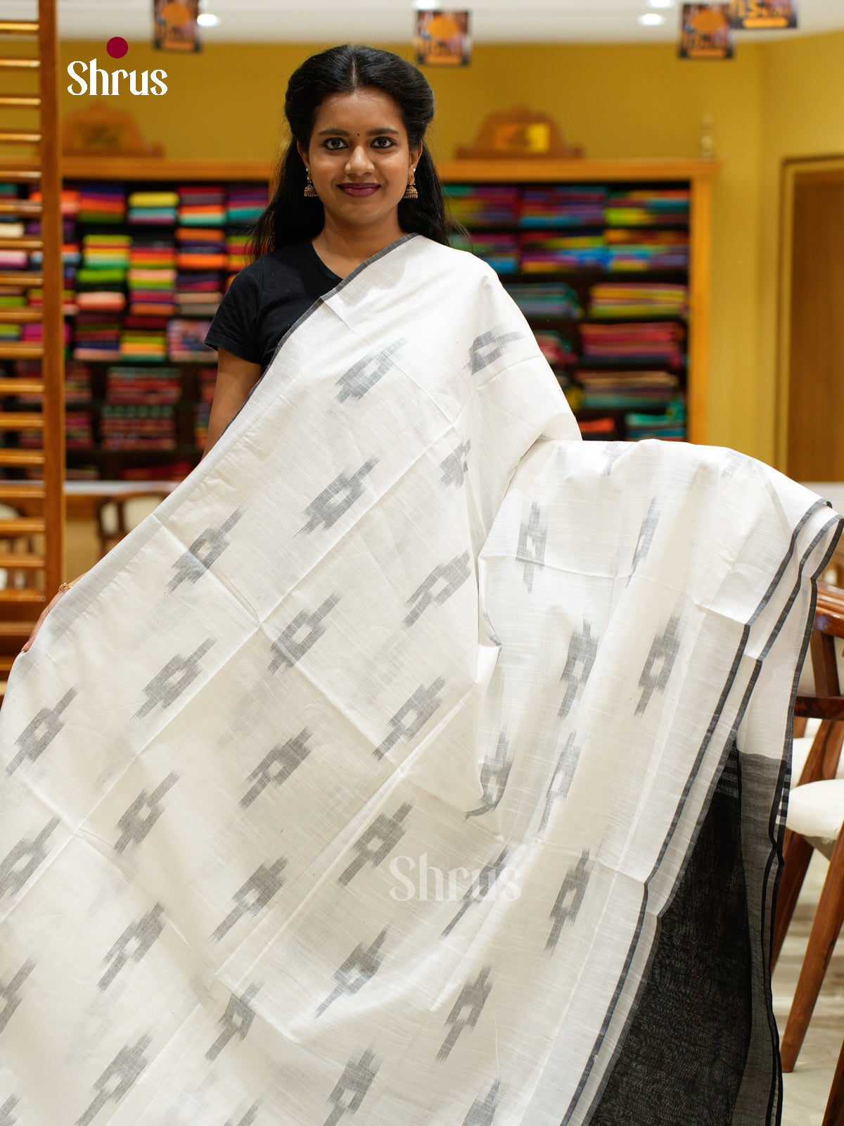 Semi Ikkat Saree - EFS03133 - Shop on Shrus.com