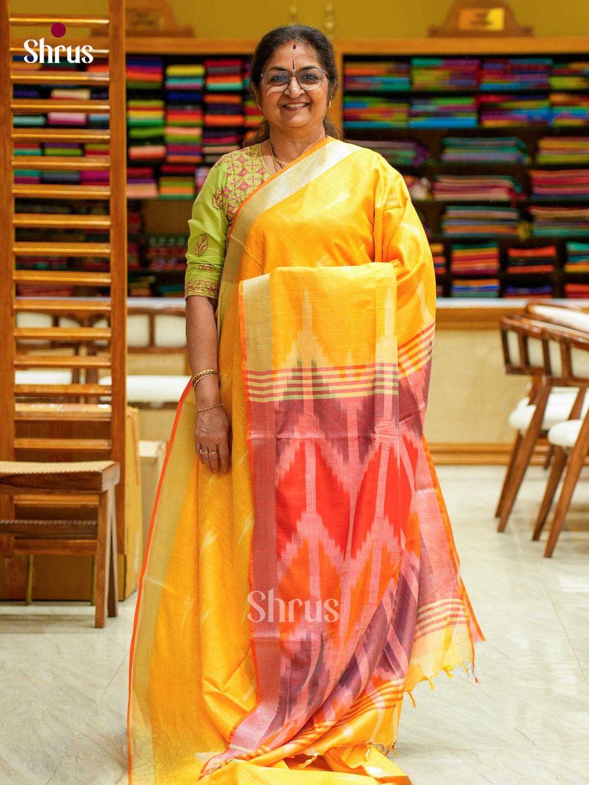 Semi Ikkat Saree - EFS03136 - Shop on Shrus.com