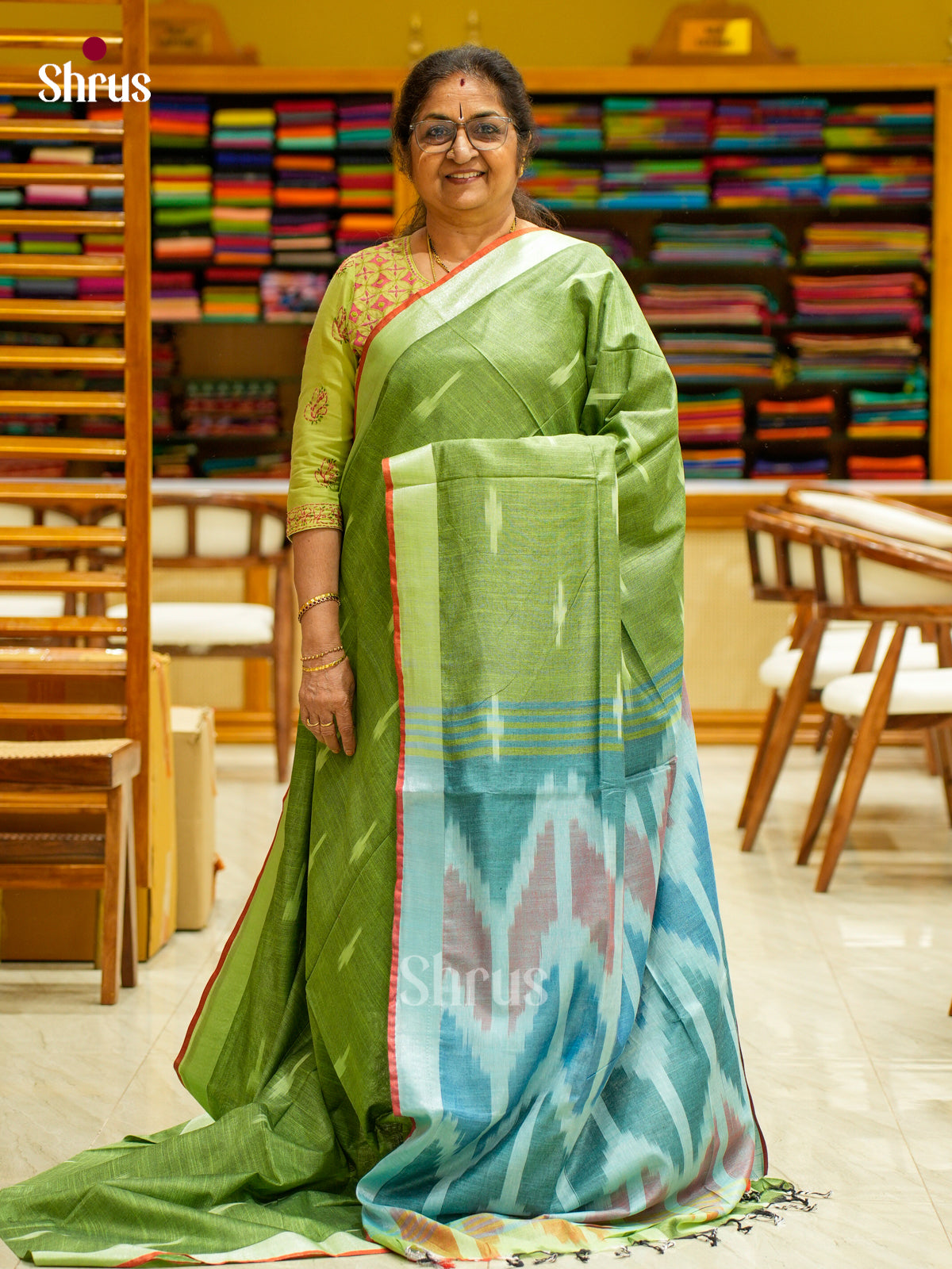 Semi Ikkat Saree - EFS03137 - Shop on Shrus.com