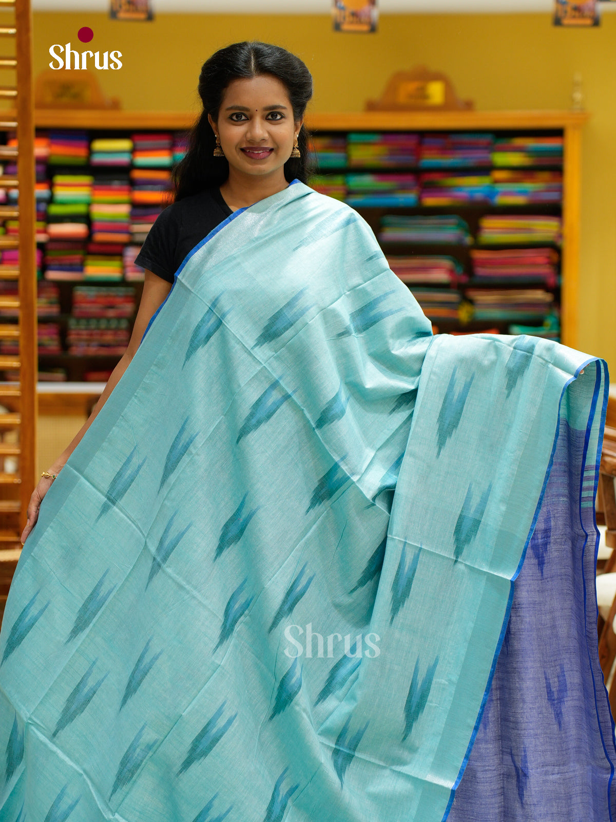 Semi Ikkat Saree - EFS03148 - Shop on Shrus.com