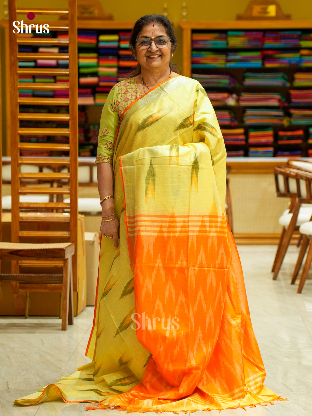 Semi Ikkat Saree - EFS03151 - Shop on Shrus.com