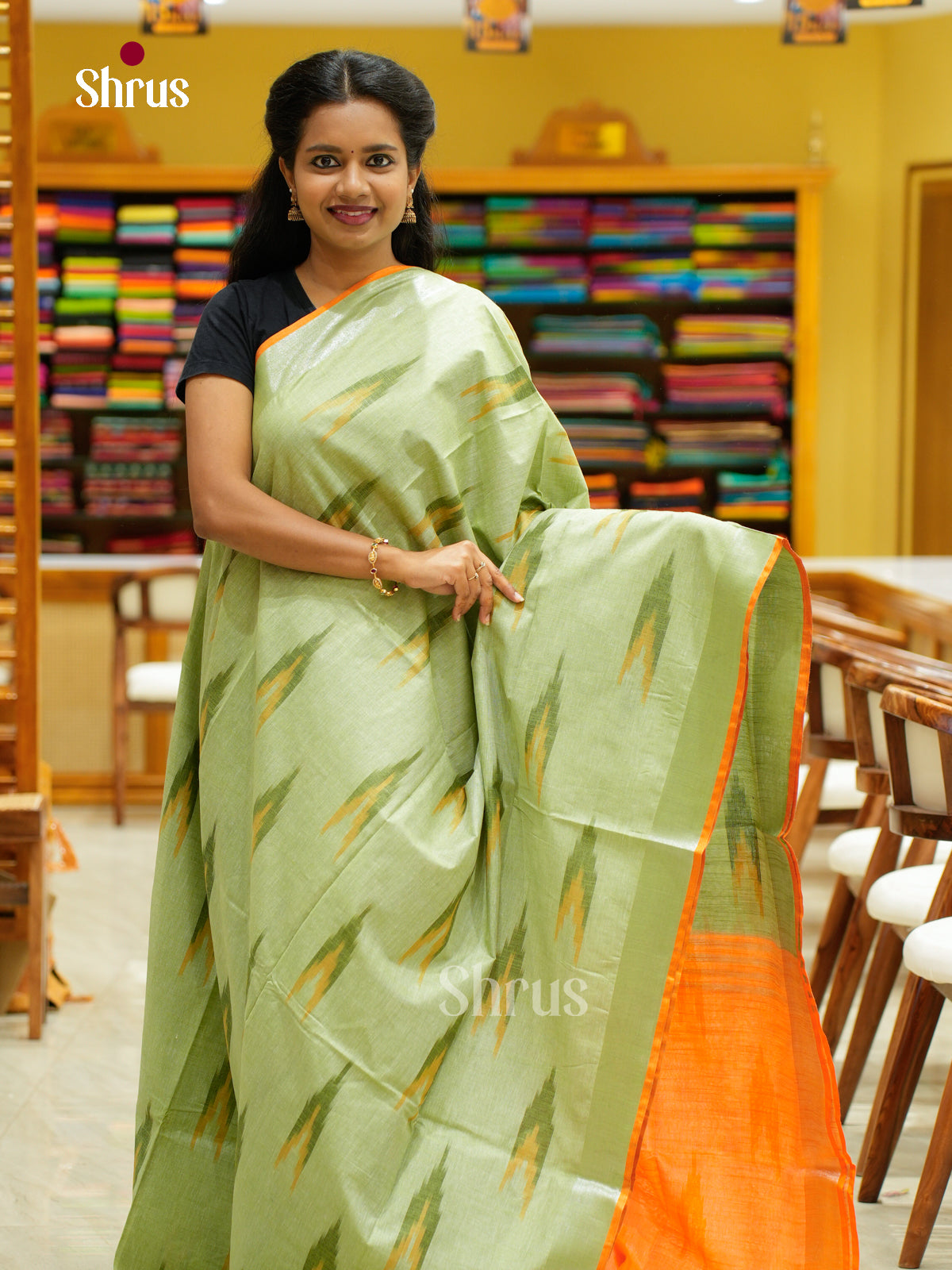 Semi Ikkat Saree - EFS03152 - Shop on Shrus.com
