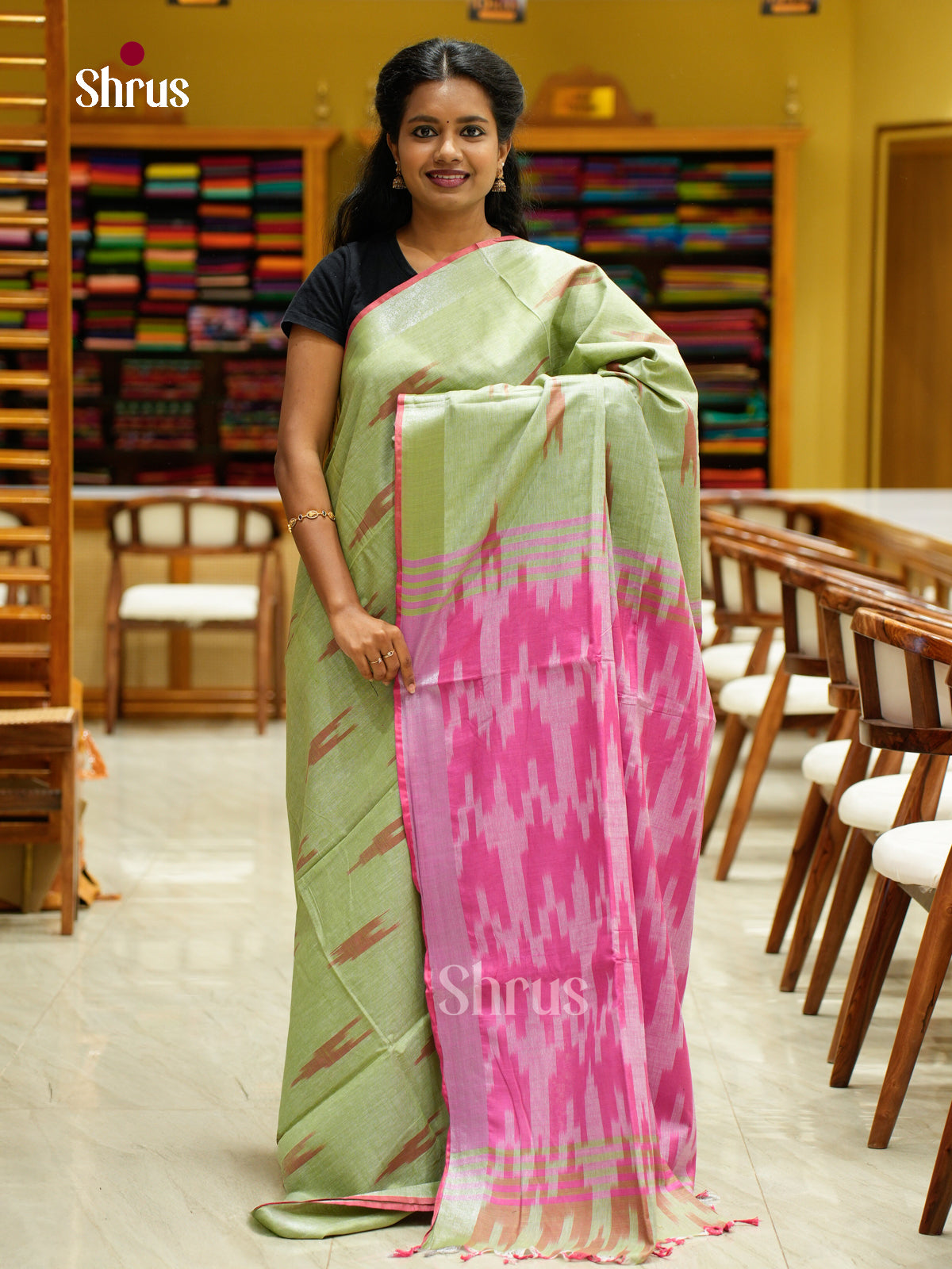 Semi Ikkat Saree - EFS03156 - Shop on Shrus.com
