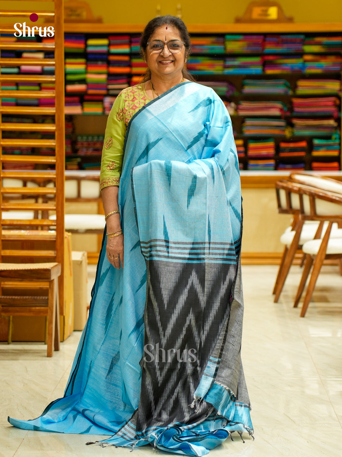 Semi Ikkat Saree - EFS03159 - Shop on Shrus.com