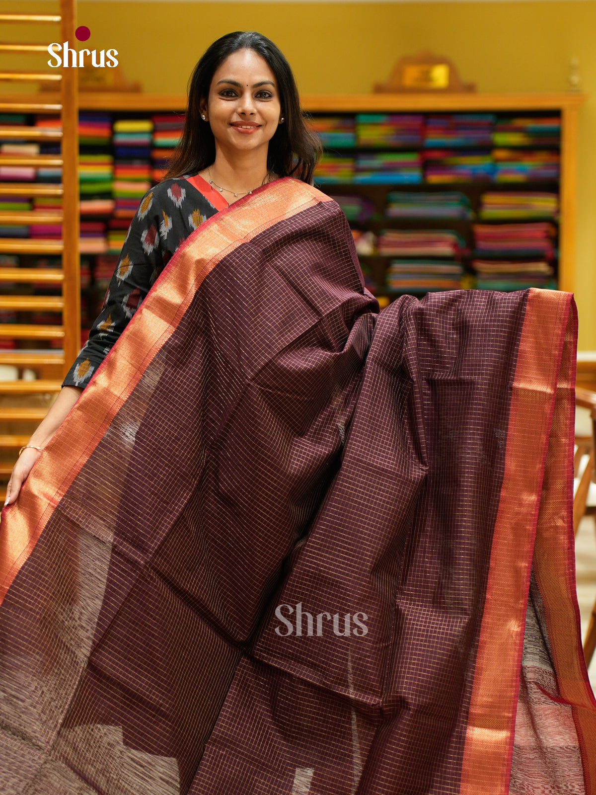 Maheshwari silkcotton Saree - EFS05076 - Shop on Shrus.com