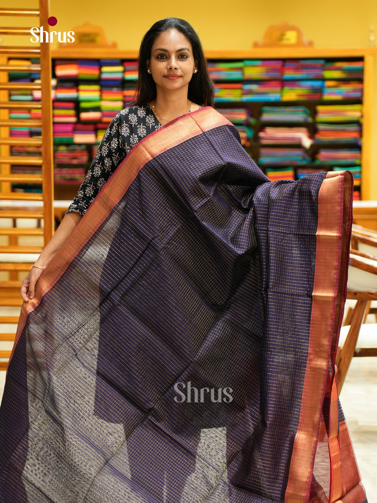 Maheshwari silkcotton Saree - EFS05085 - Shop on Shrus.com