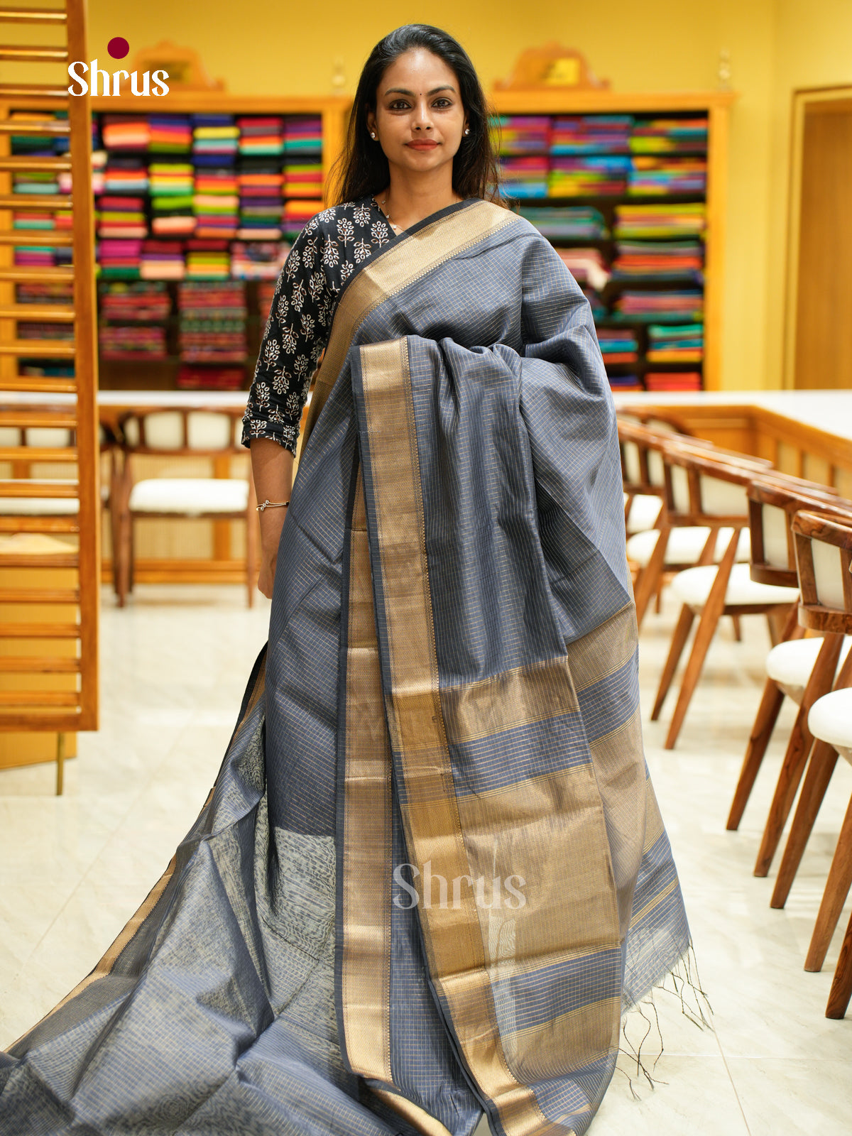 Maheshwari silkcotton Saree - EFS05093 - Shop on Shrus.com