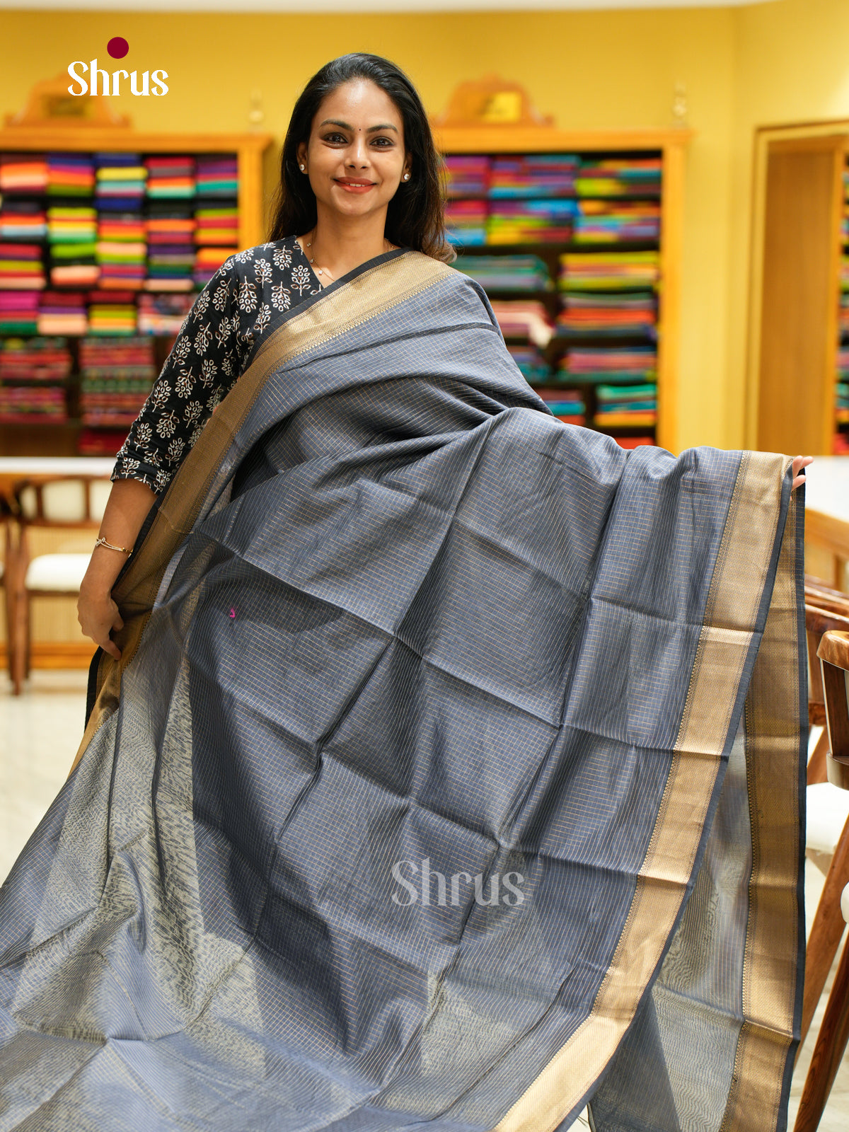 Maheshwari silkcotton Saree - EFS05093 - Shop on Shrus.com