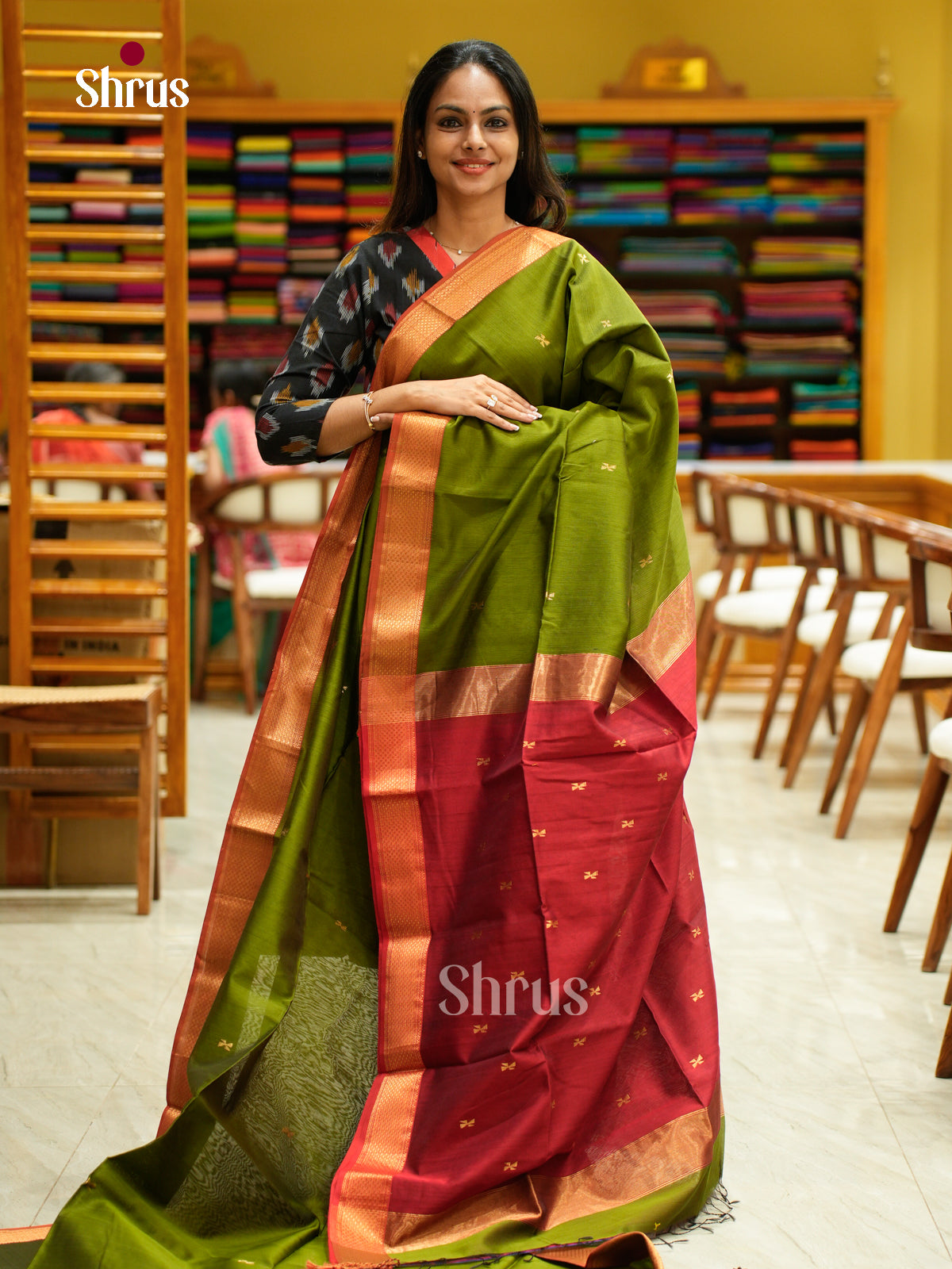 Maheshwari silkcotton Saree - EFS05095 - Shop on Shrus.com