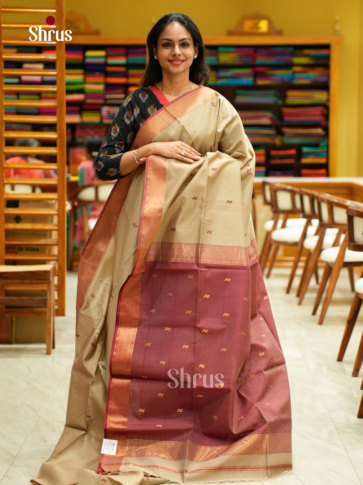 Maheshwari silkcotton Saree - EFS05098 - Shop on Shrus.com