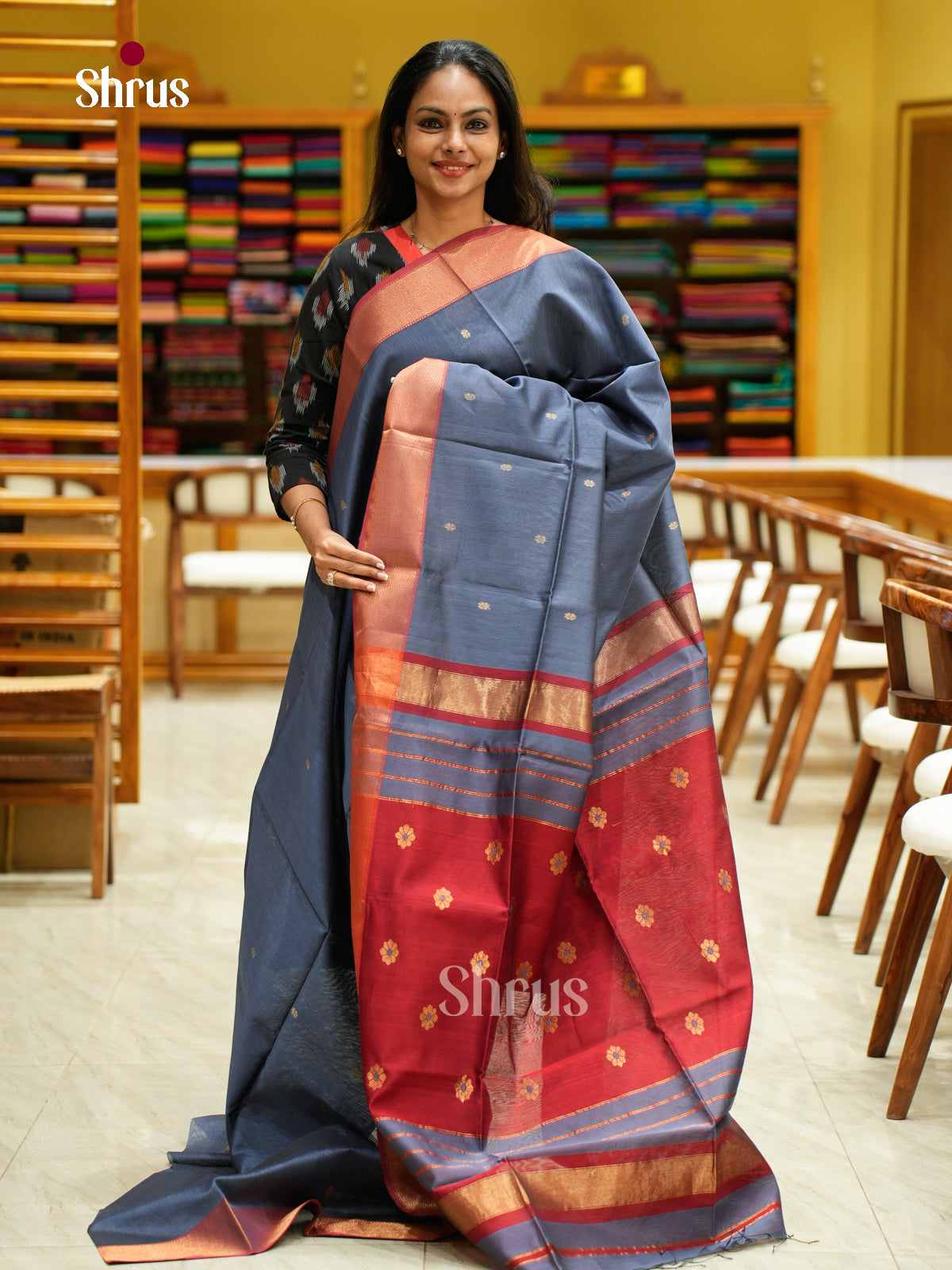 Maheshwari silkcotton Saree - EFS05119 - Shop on Shrus.com