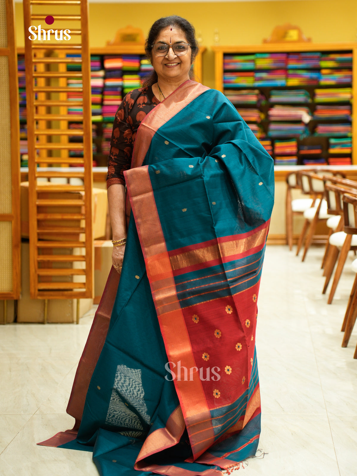 Maheshwari silkcotton Saree - EFS05122 - Shop on Shrus.com