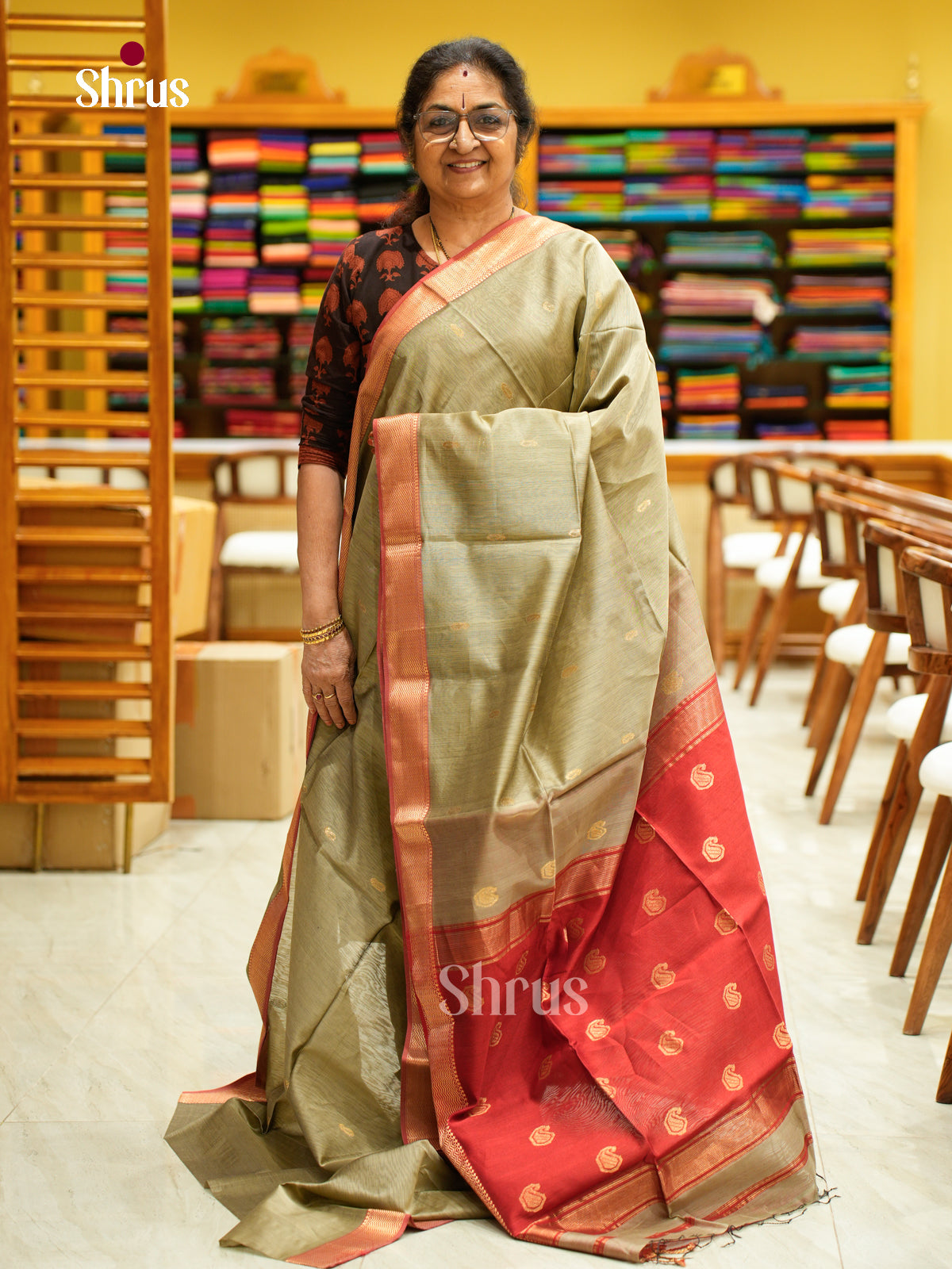 Maheshwari silkcotton Saree - EFS05166 - Shop on Shrus.com