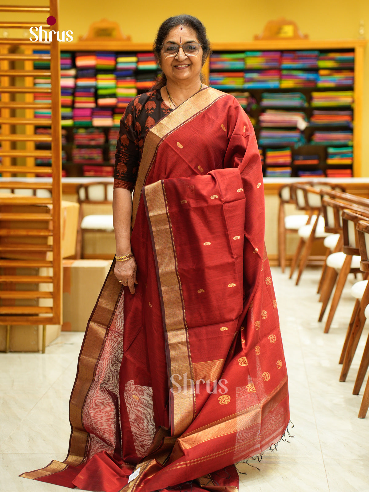 Maheshwari silkcotton Saree - EFS05168 - Shop on Shrus.com
