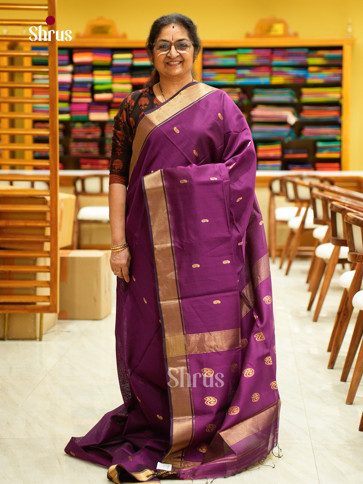 Maheshwari silkcotton Saree - EFS05171 - Shop on Shrus.com