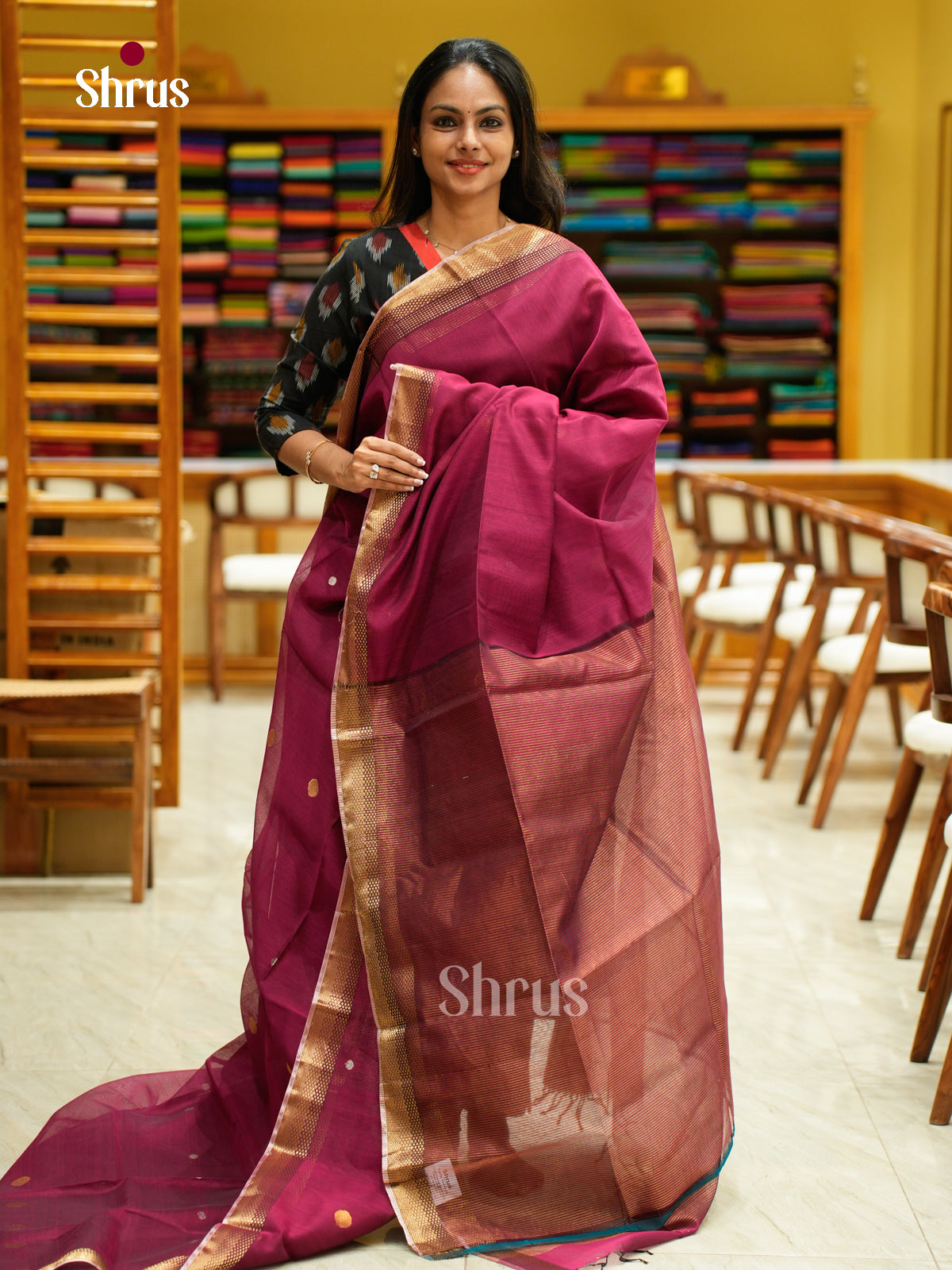 Maheshwari silkcotton Saree - EFS05173 - Shop on Shrus.com