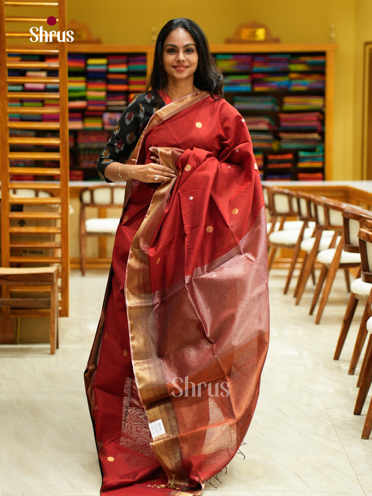 Maheshwari silkcotton Saree - EFS05176 - Shop on Shrus.com